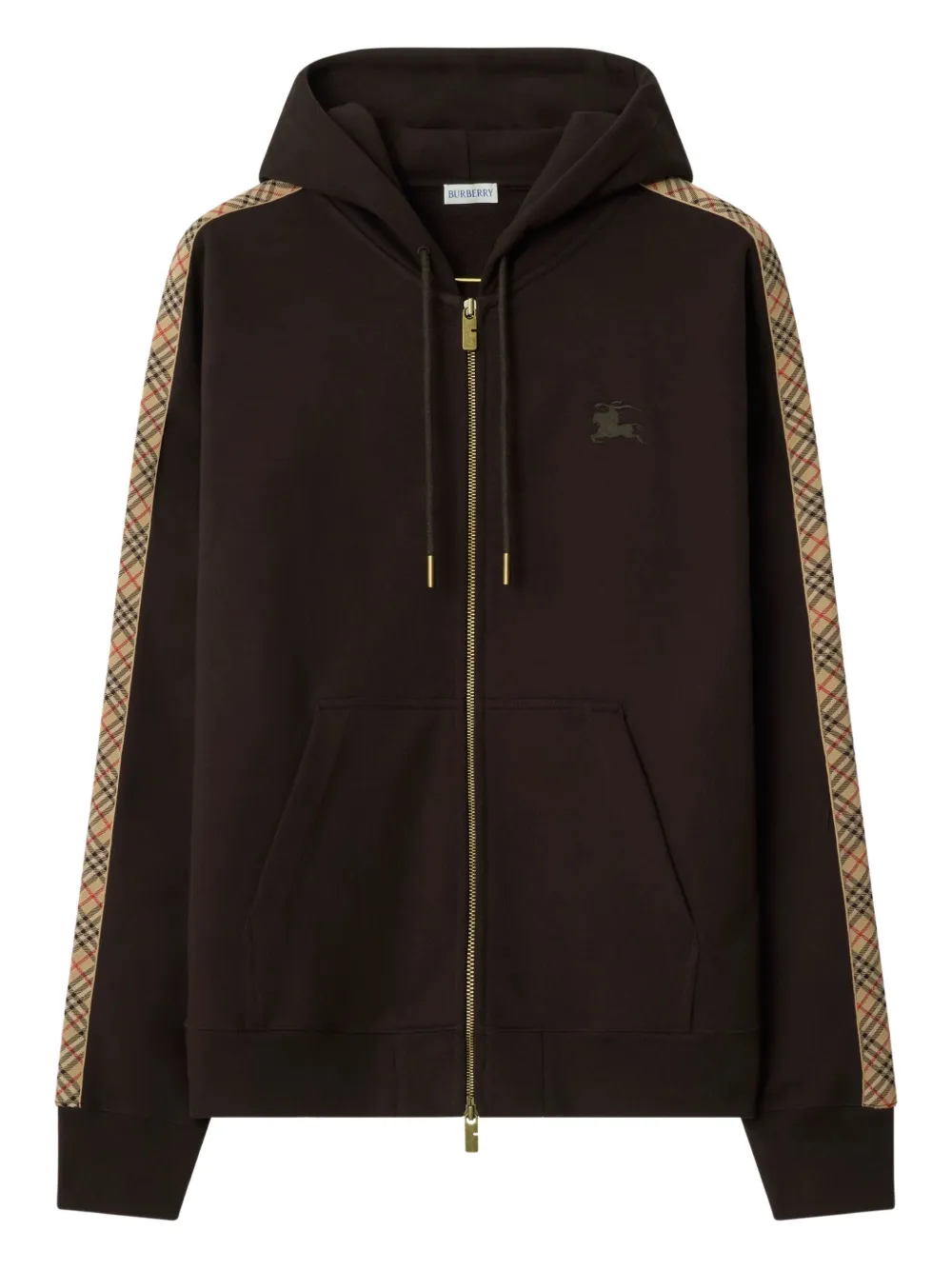 Burberry check-trimmed zip hoodie | Brown | Image 1