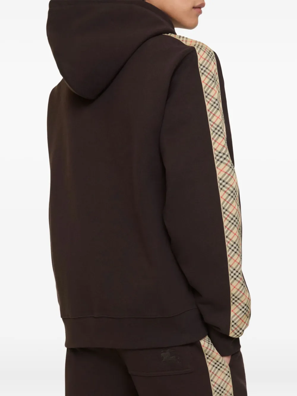 Burberry Hoodie met rits en geruite afwerking Bruin