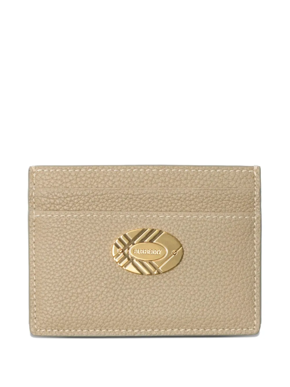 Burberry Logo-plaque Leather Card Holder In Neutral