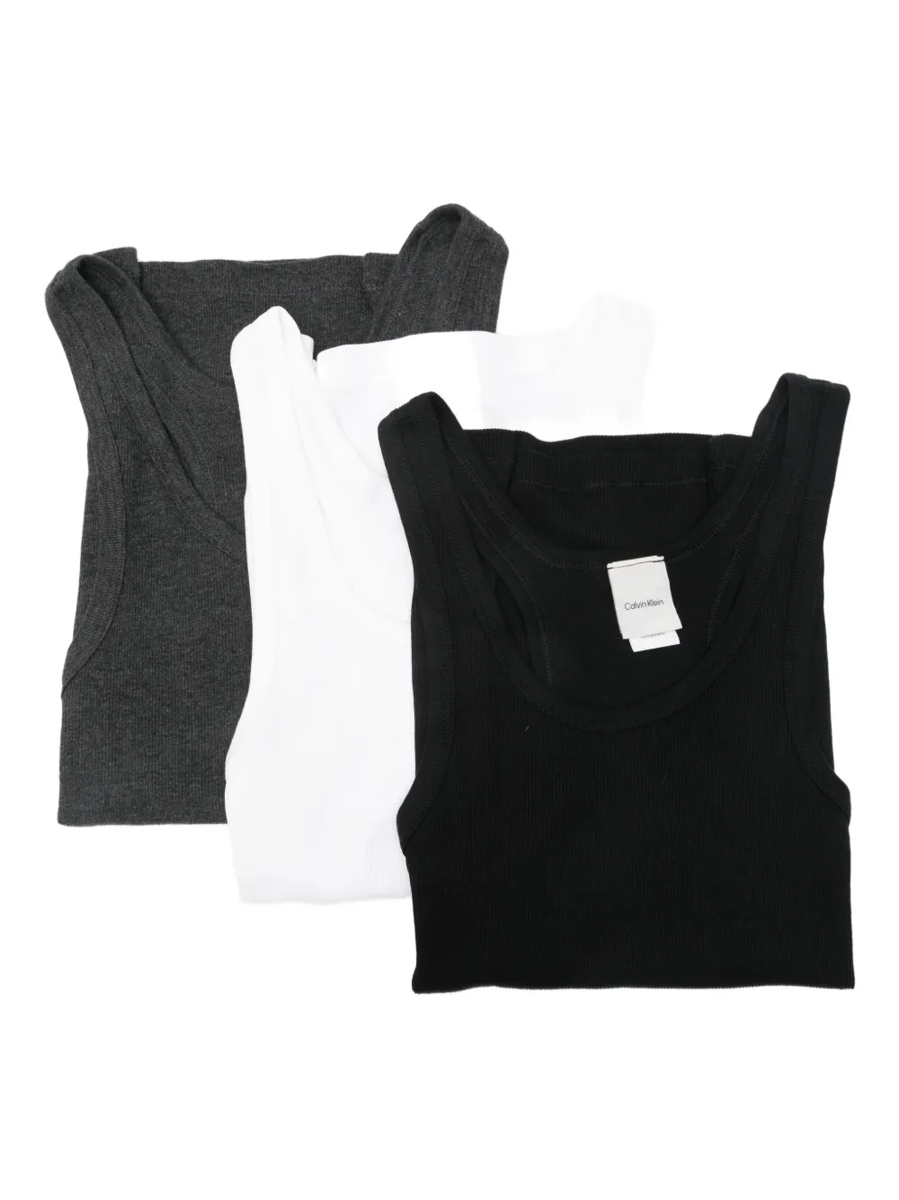 Calvin Klein ribbed racer-back top (pack of three) | Black | Image 1