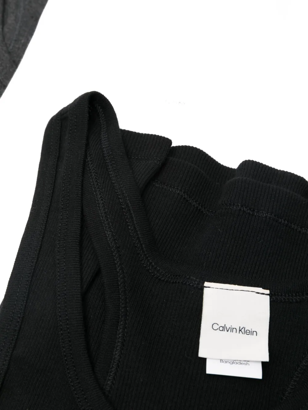 Calvin Klein Drie geribbelde tops met racerback Zwart