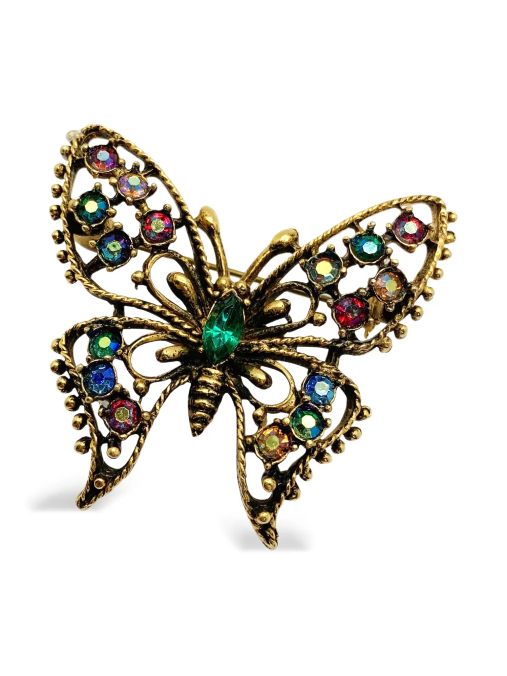 1960s Crystal Butterfly Brooch