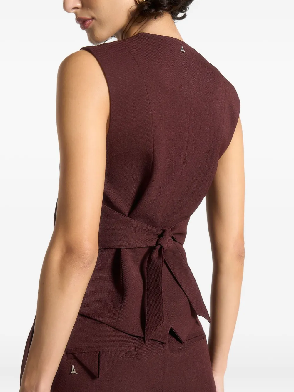 Manière De Voir Christine Tailored Cinch Waistcoat In Burgundy