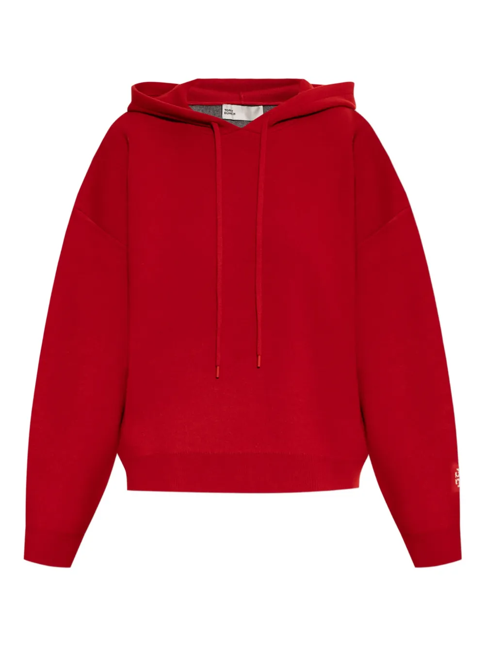 Tory Burch Logo-embroidered Knitted Hoodie In Red