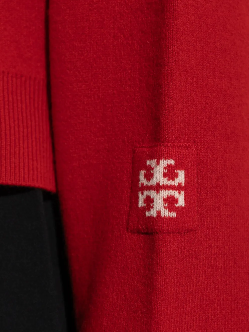 Tory Burch Logo-embroidered Knitted Hoodie In Red