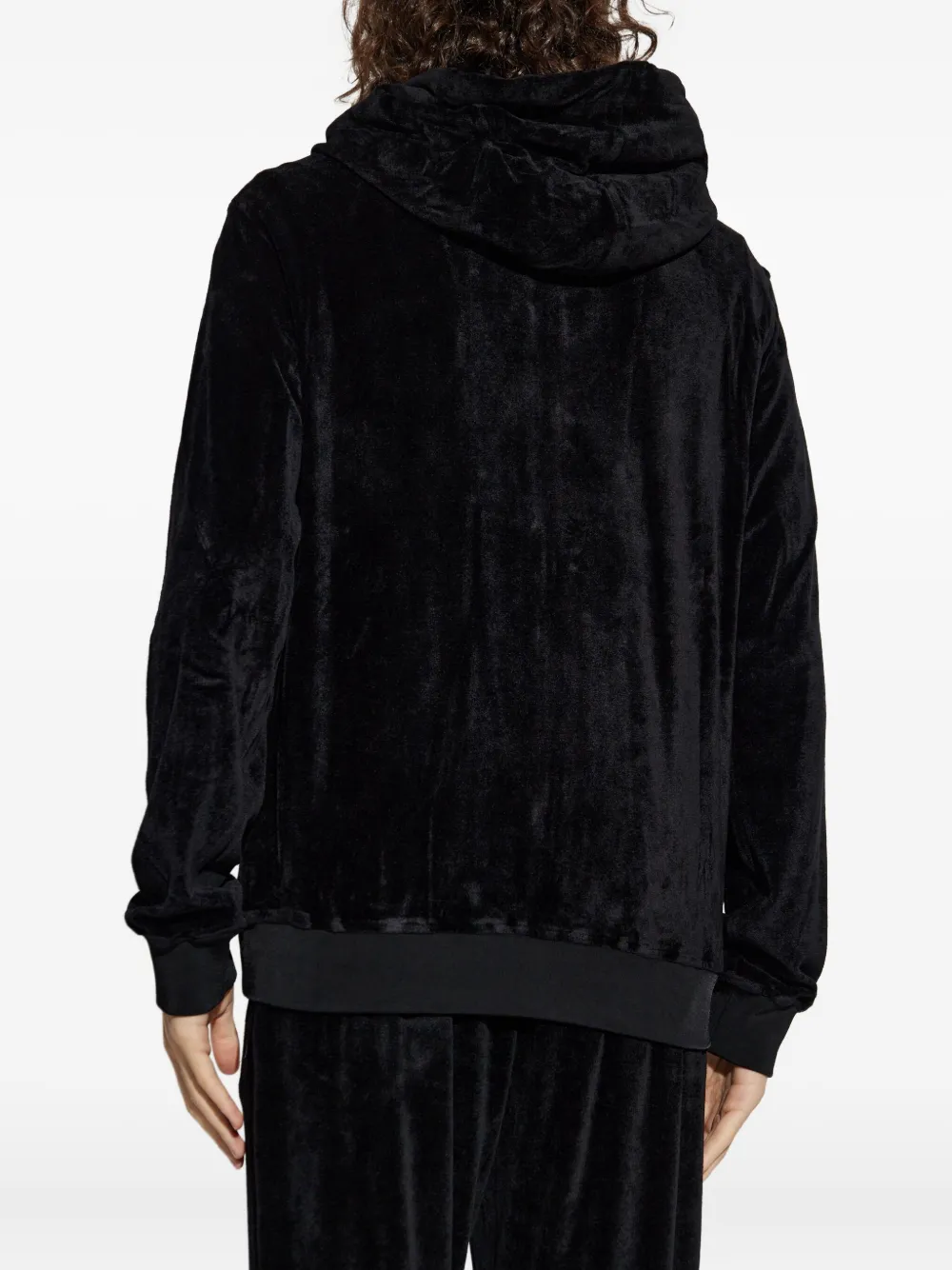 Versace Long-sleeved Hooded Sweatshirt In Black