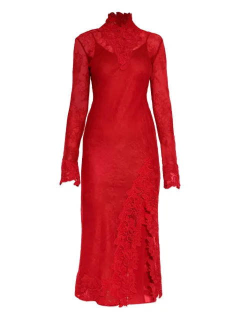 Blumarine lace-insert high-neck dress