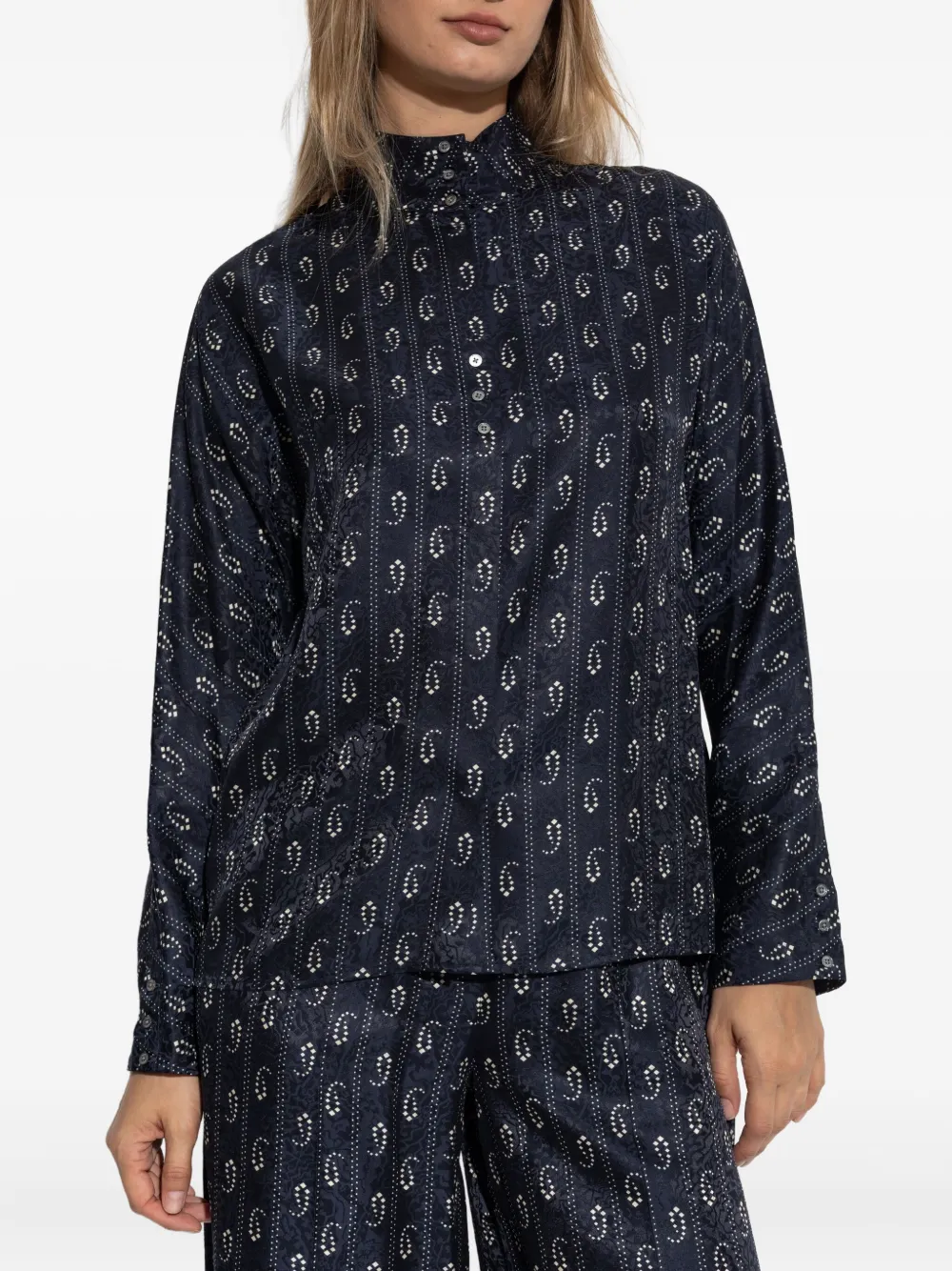 Tory Burch Relaxed Fit Paisley Print High Neck Sweater In Multi