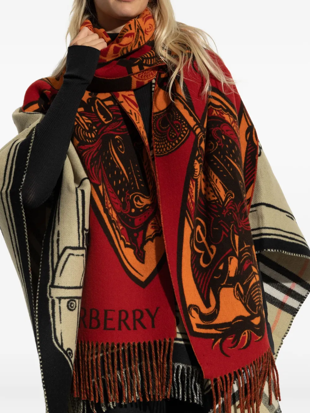 Burberry Charging Knight sjaal Rood