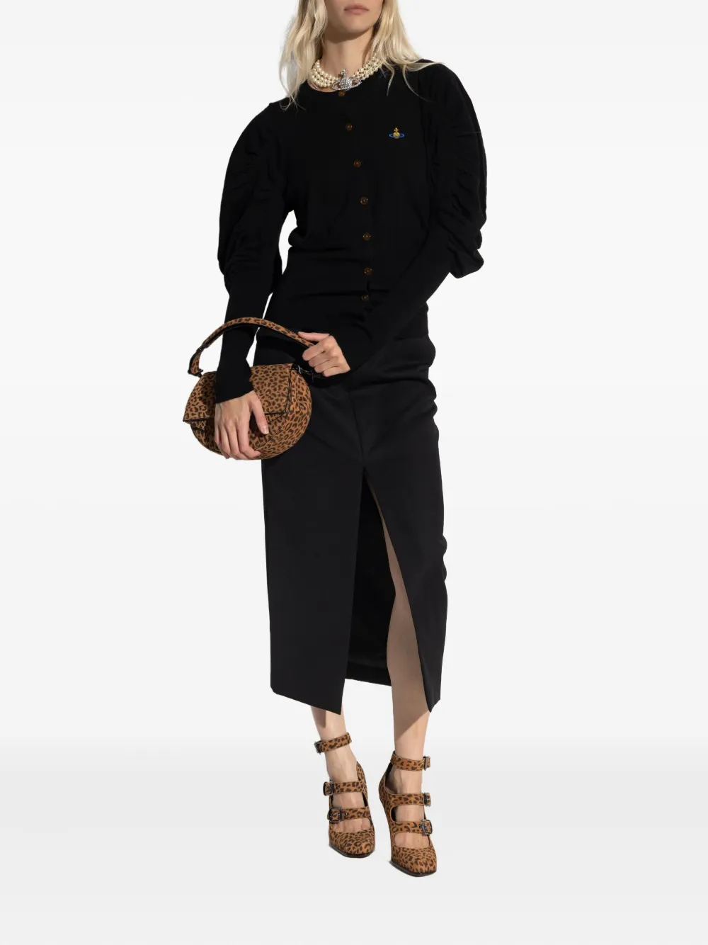 Vivienne Westwood Long-sleeved Knitted Cardigan In Black