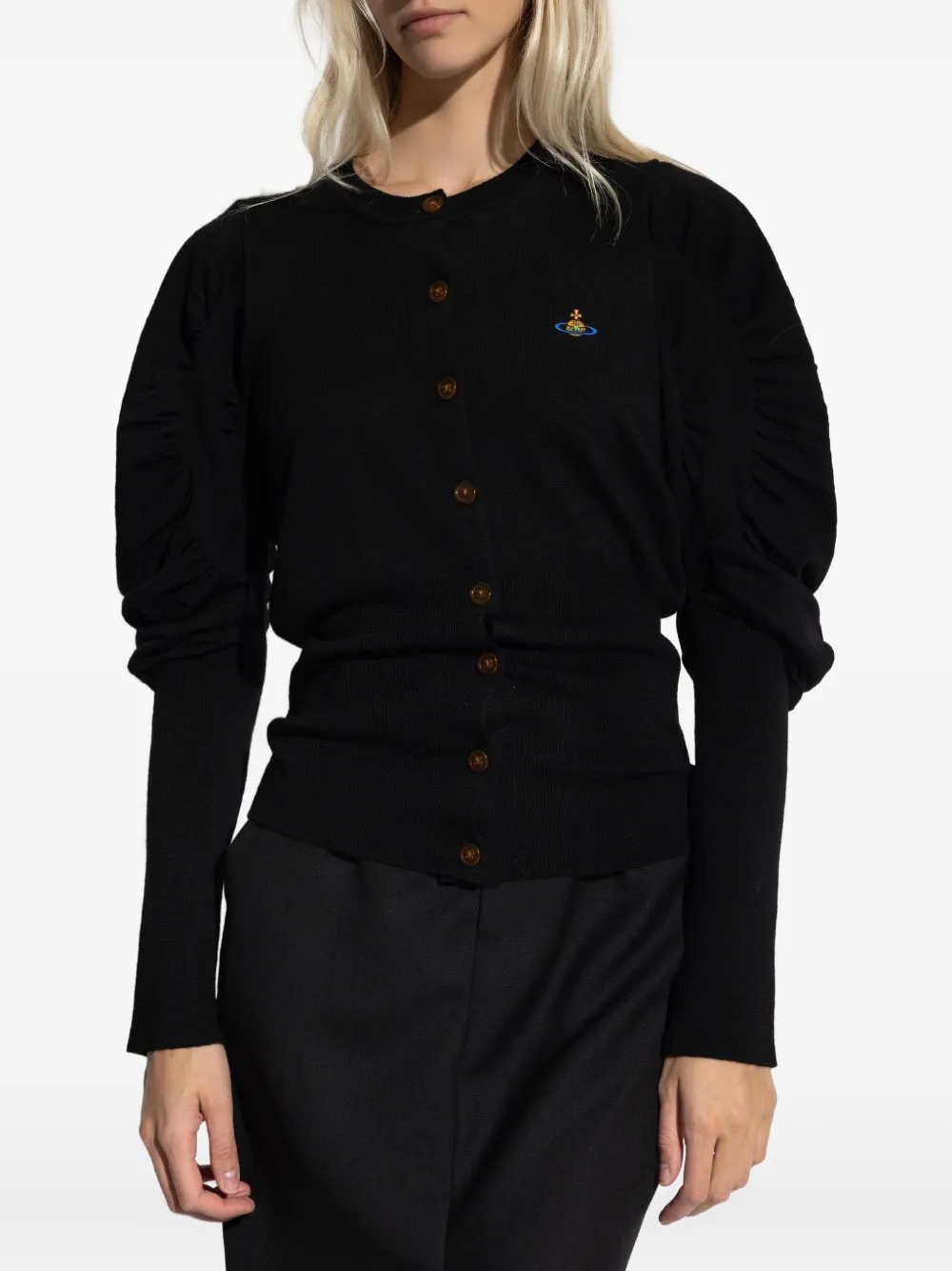 Vivienne Westwood Long-sleeved Knitted Cardigan In Black