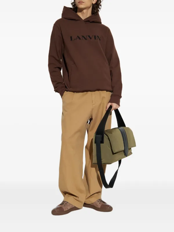 Lanvin logo-embroidered Hoodie | Brown | FARFETCH