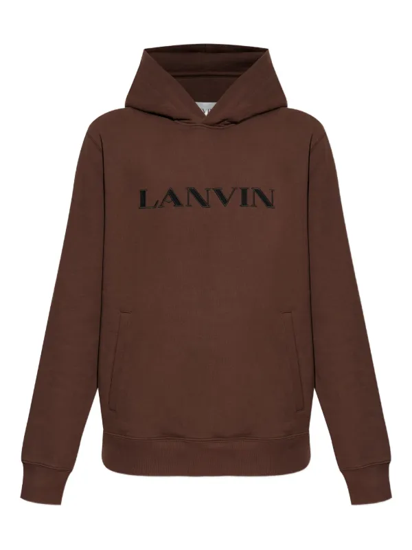 Lanvin Logo-embroidered Hoodie in Brown