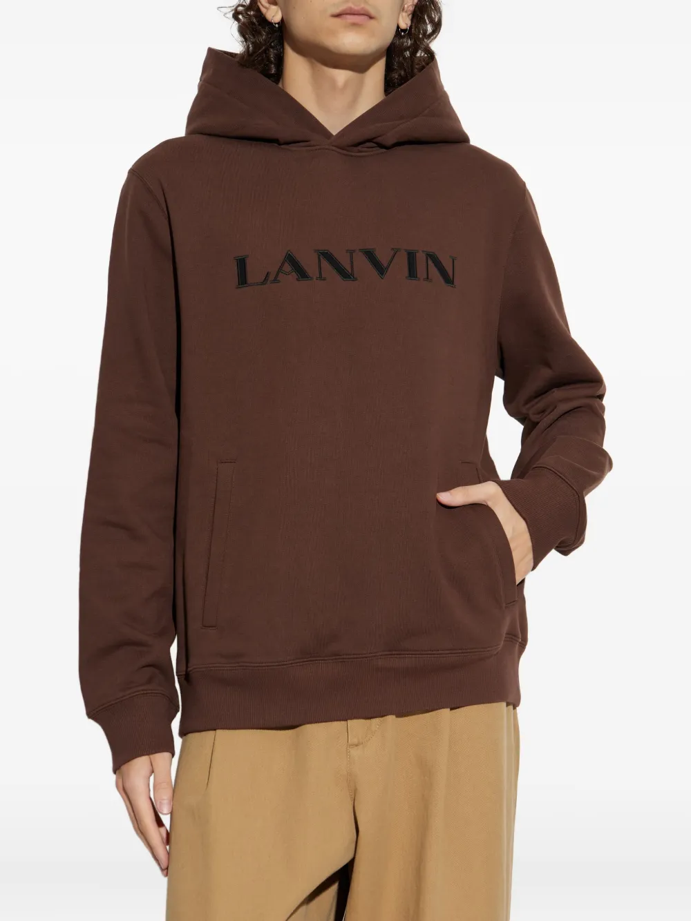 Lanvin Hoodie met geborduurd logo Bruin