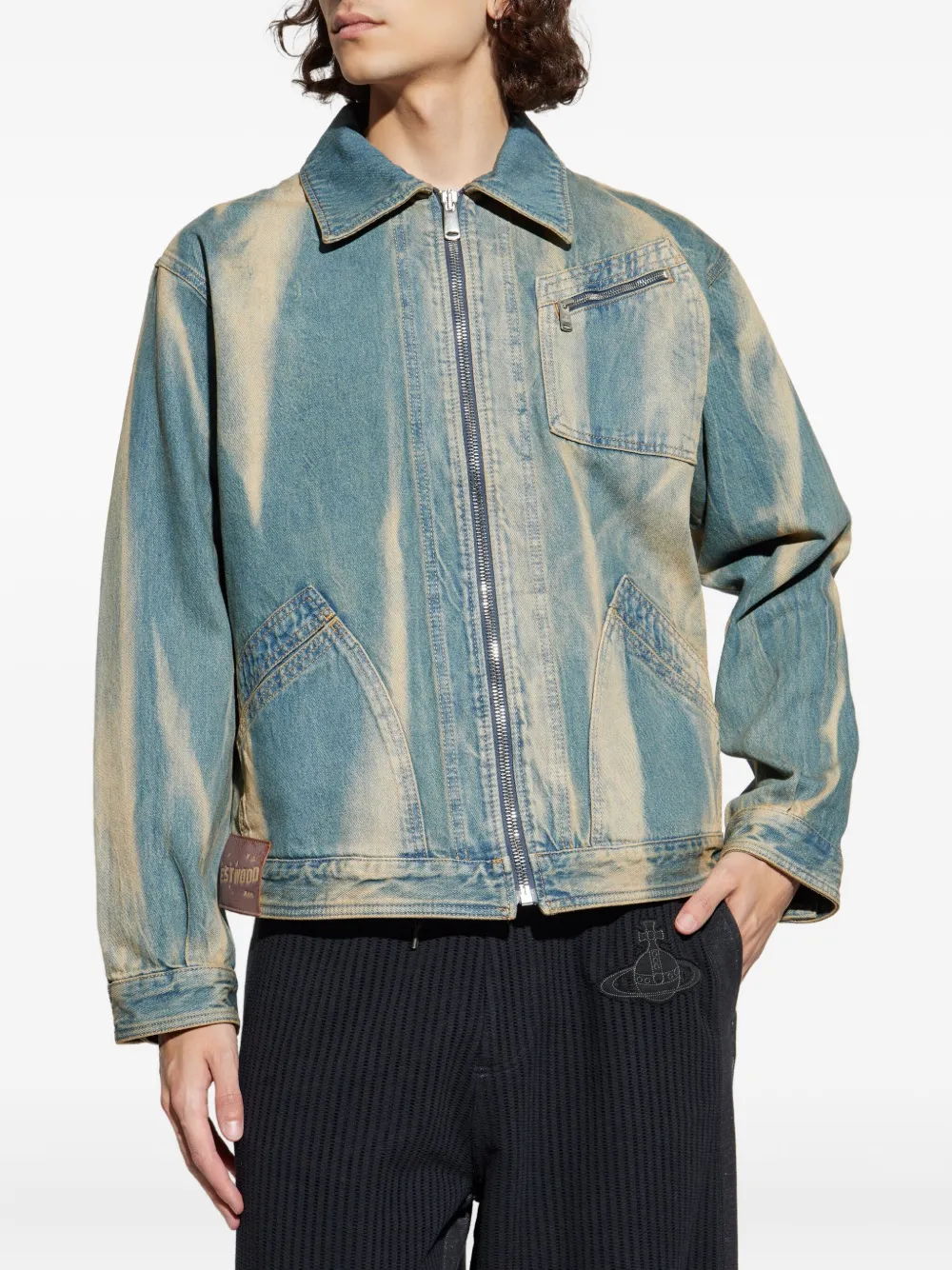 Vivienne Westwood Piranha Denim Jacket In Gray
