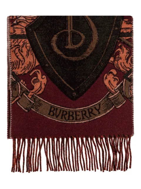 Burberry crest-print fringed scarf