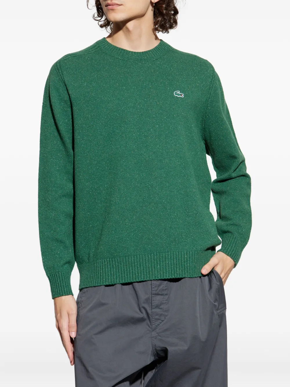 Lacoste Trui met geborduurd logo Groen