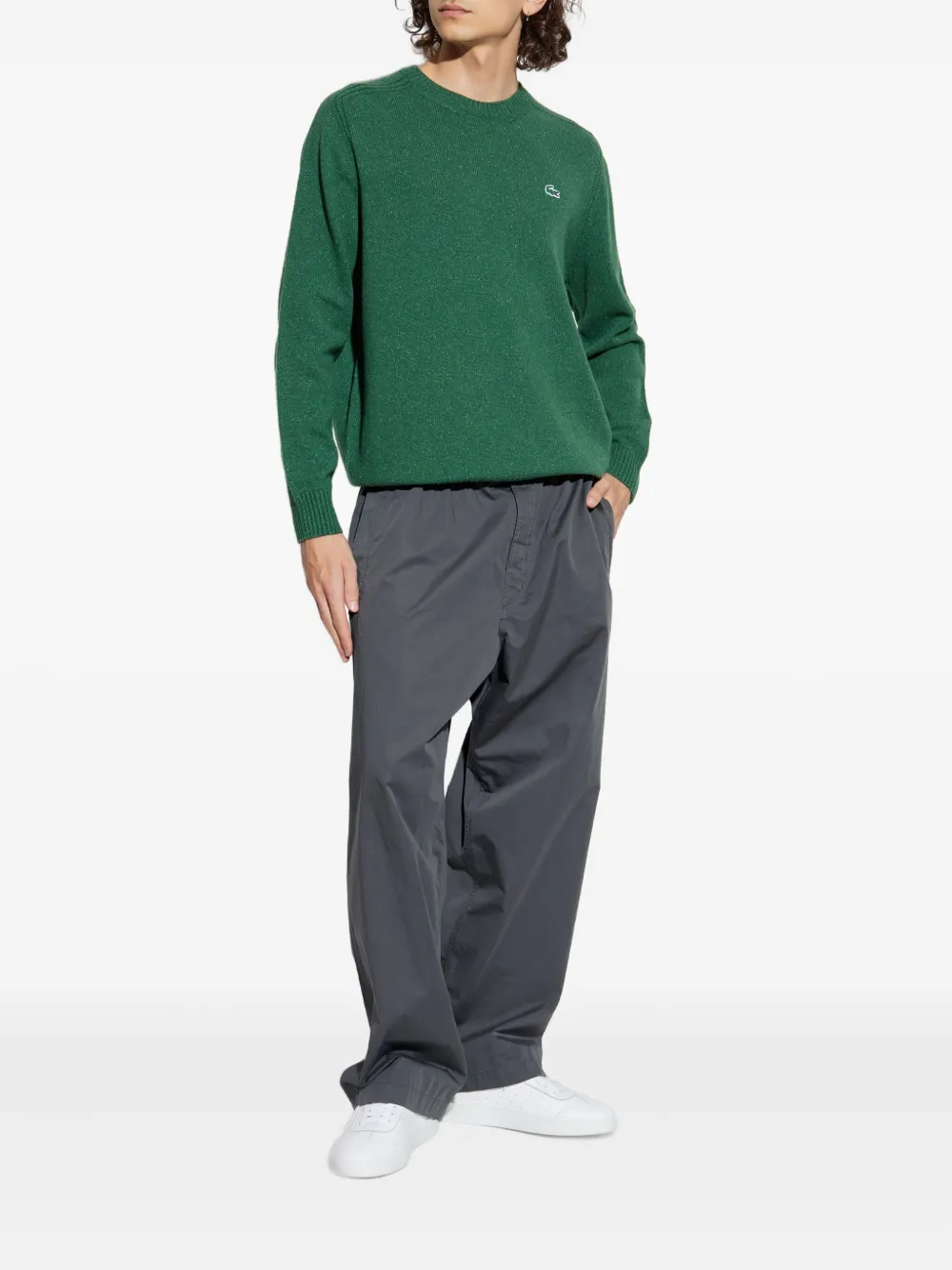 Lacoste Trui met geborduurd logo - Groen
