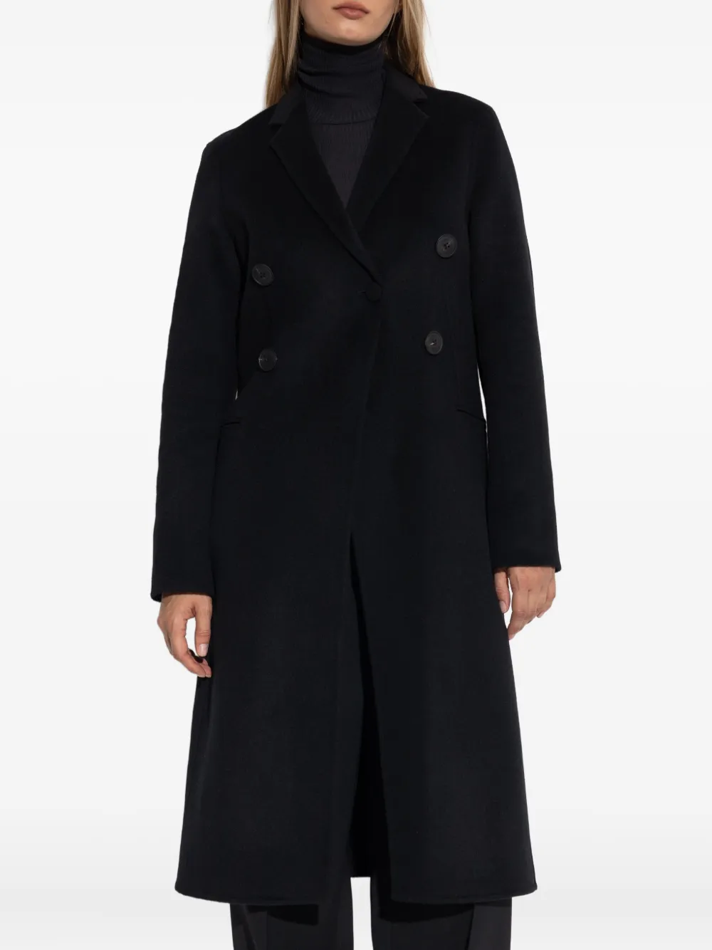 Tory Burch Double-breasted Wool Coat In Black