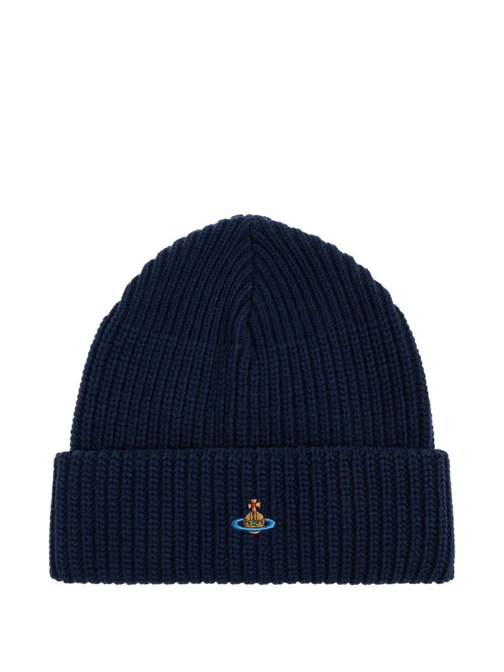 Vivienne Westwood Ribbed Orb Beanie In Blue