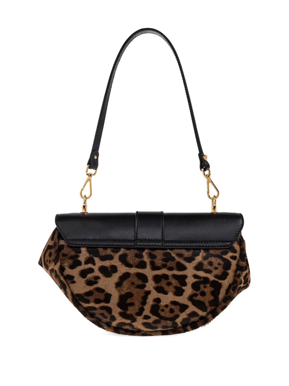 Versace Leopard Print Shoulder Bag In Black