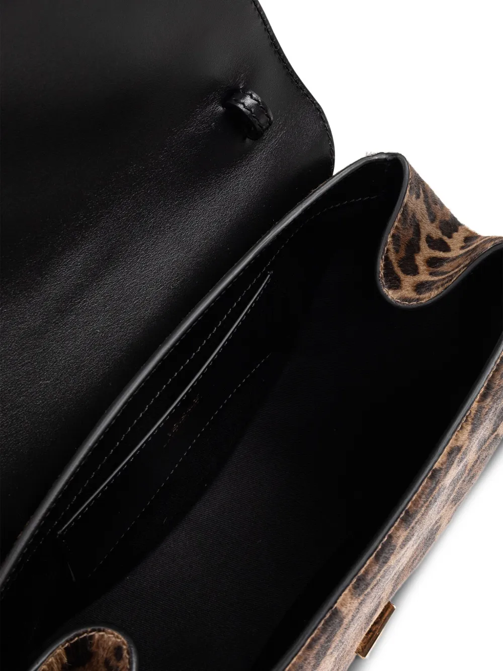 Versace Leopard Print Shoulder Bag In Black