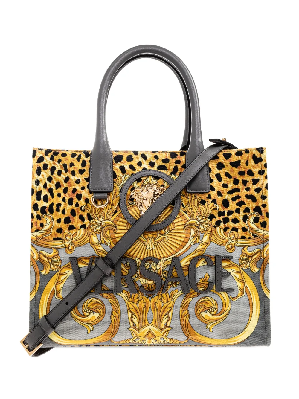 Versace La Medusa Tote Bag In Gold