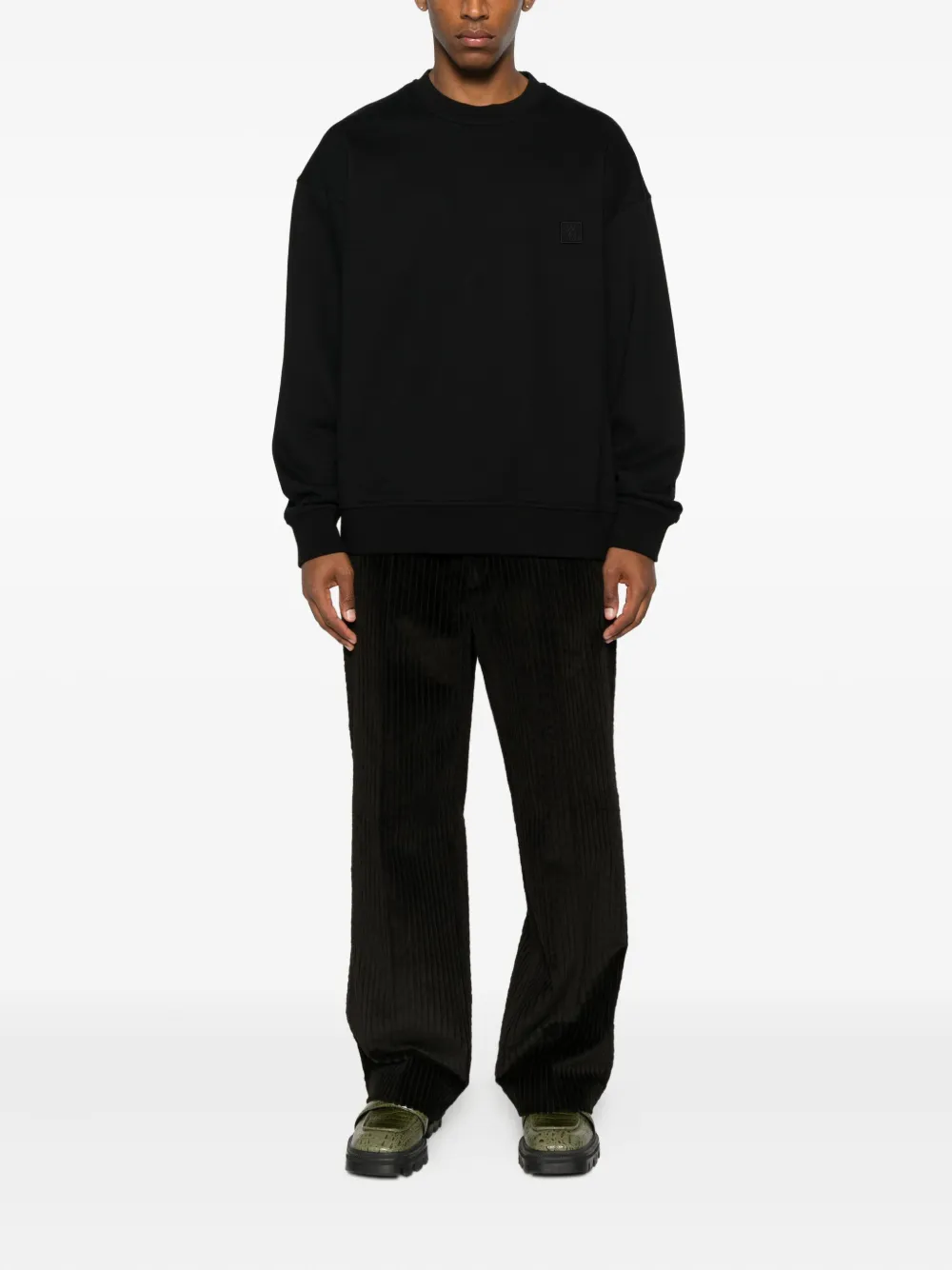 Wooyoungmi Logo-patch Long-sleeved Sweater In Black