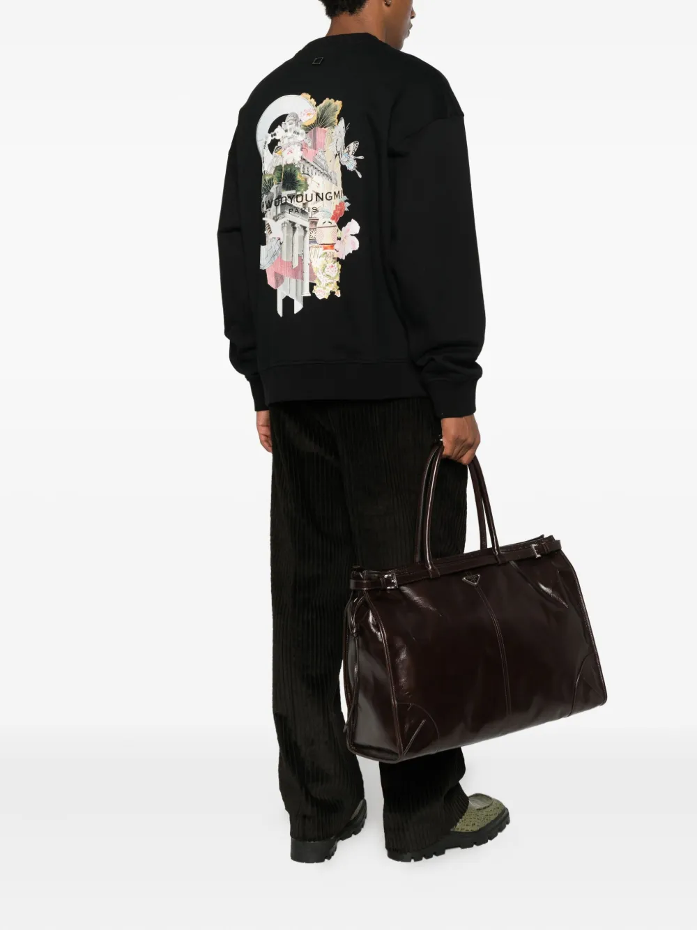 Wooyoungmi Sweater met logopatch - Zwart