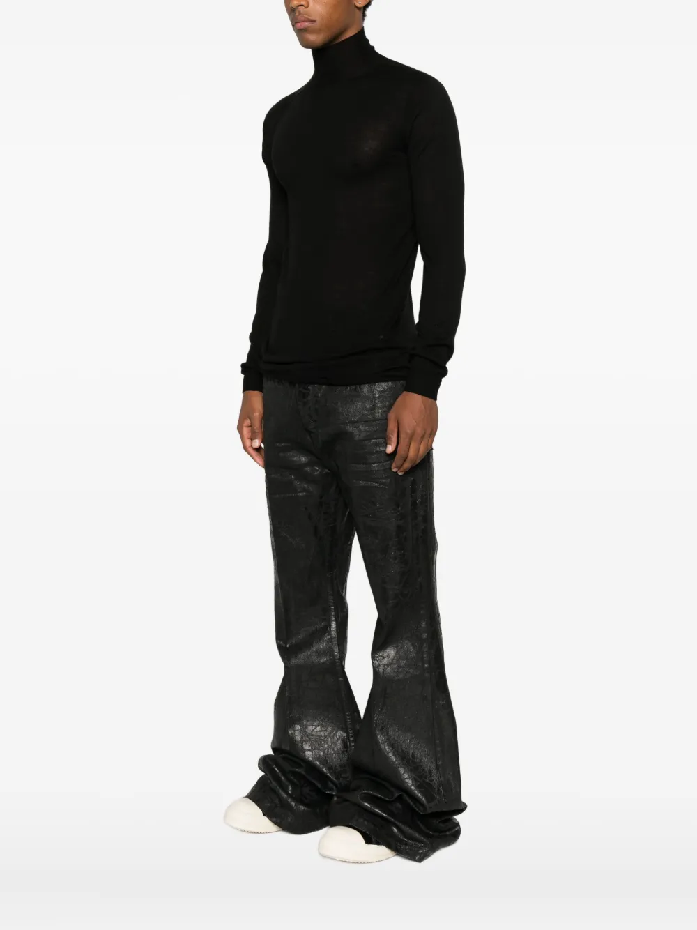 Rick Owens High-neck Wool Sweater In Black
