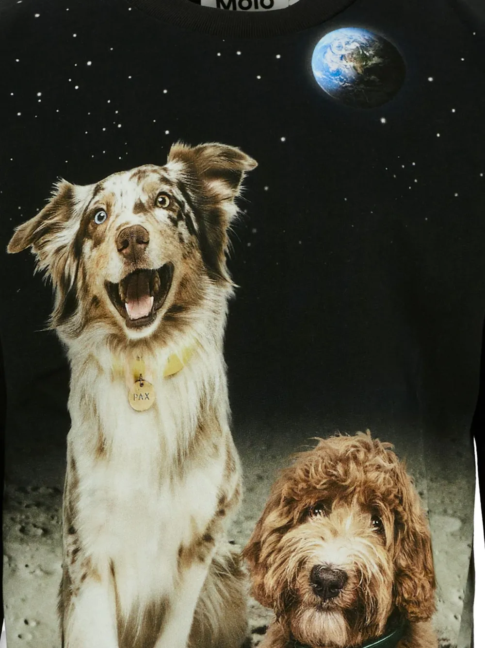 Molo T-shirt met lange mouwen en hondenprint Zwart