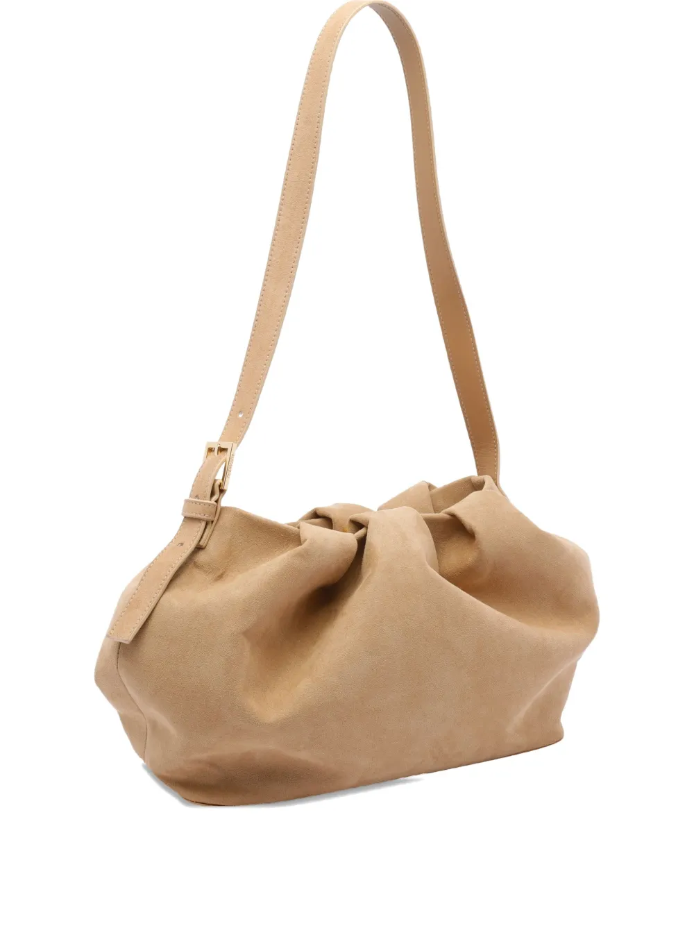 Themoirè Slouchy Shoulder Bag Adaptable Strap Buckle Detail In Neutral
