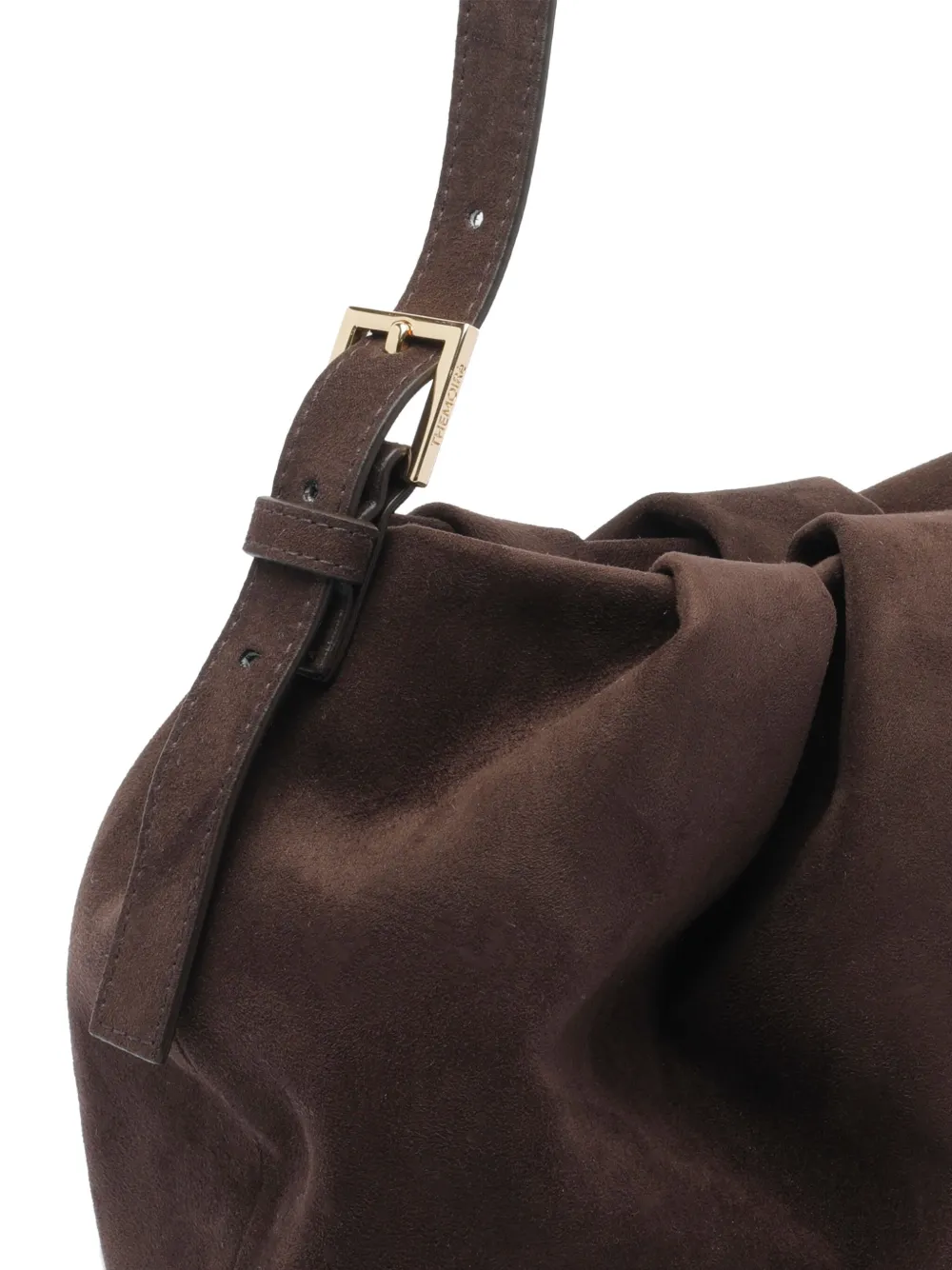 Themoirè Pleated Suede Shoulder Bag Strap In Brown