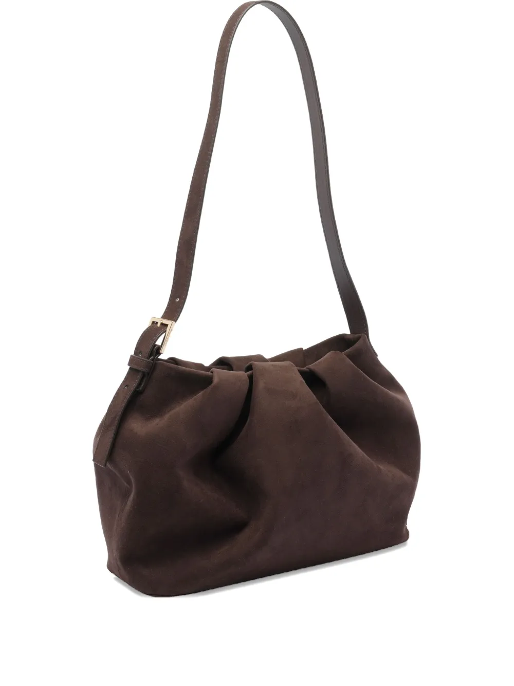 Themoirè Pleated Suede Shoulder Bag Strap In Brown
