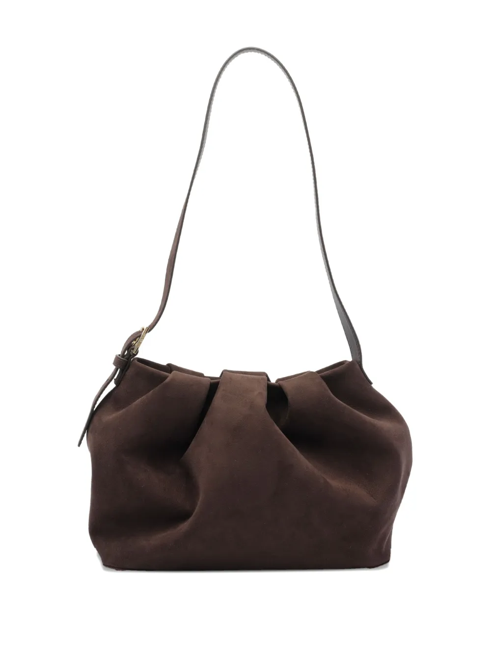Themoirè Pleated Suede Shoulder Bag Strap In Brown