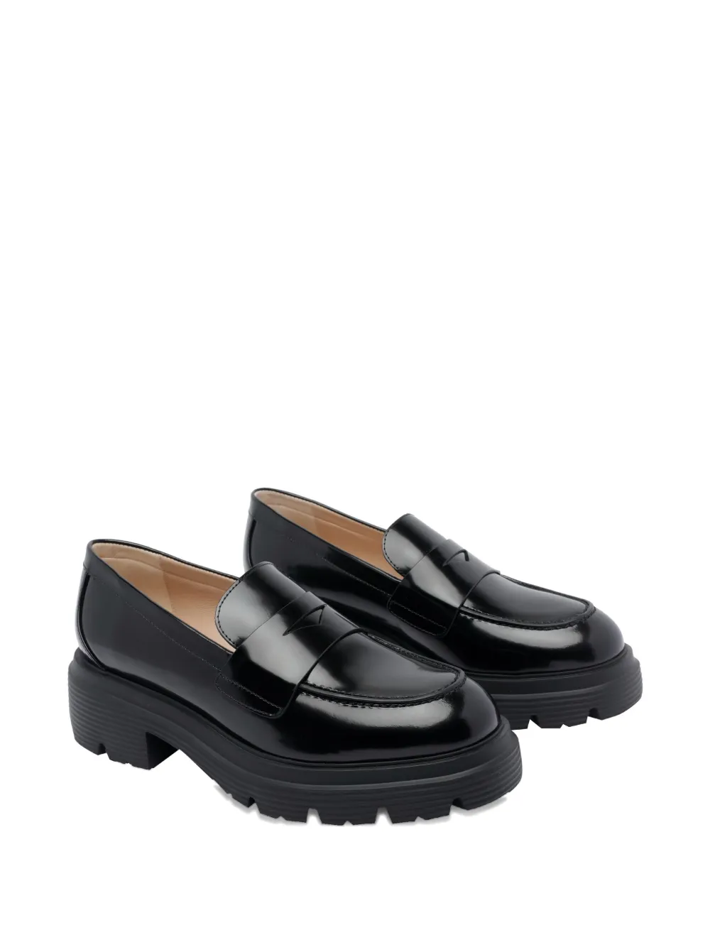 Stuart Weitzman penny-slot platform loafers Black