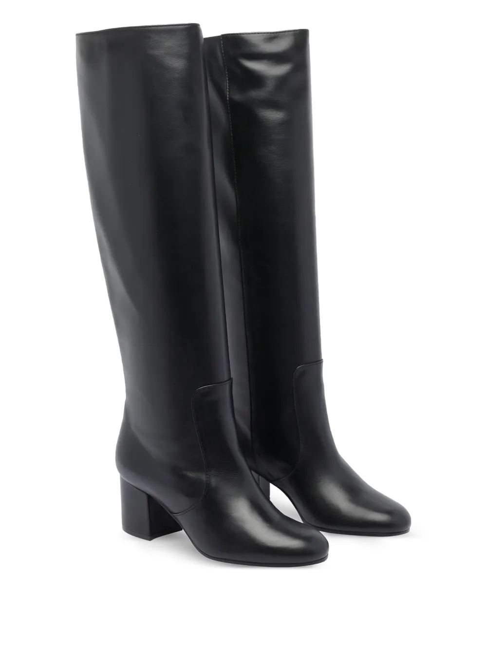 Via Roma 15 65mm leather block-heel knee-high boots Black
