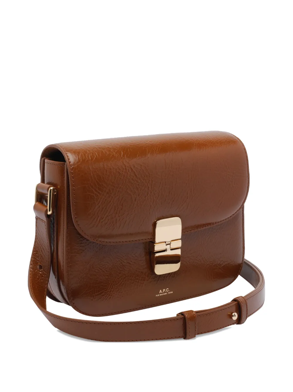 Apc Small Grace Interlocking-closure Calfskin Cross Body Bag In Brown