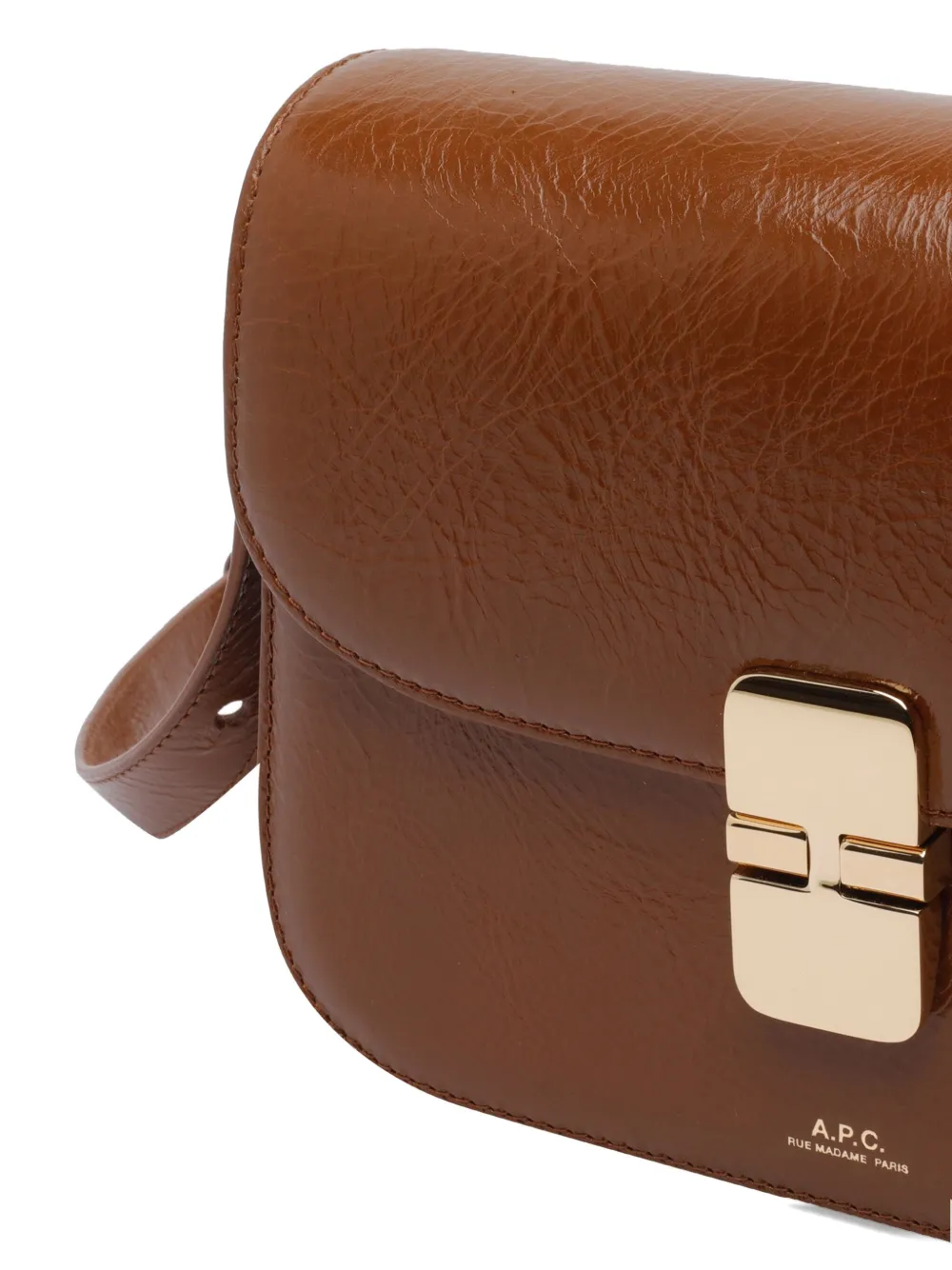 Apc Small Grace Interlocking-closure Calfskin Cross Body Bag In Brown