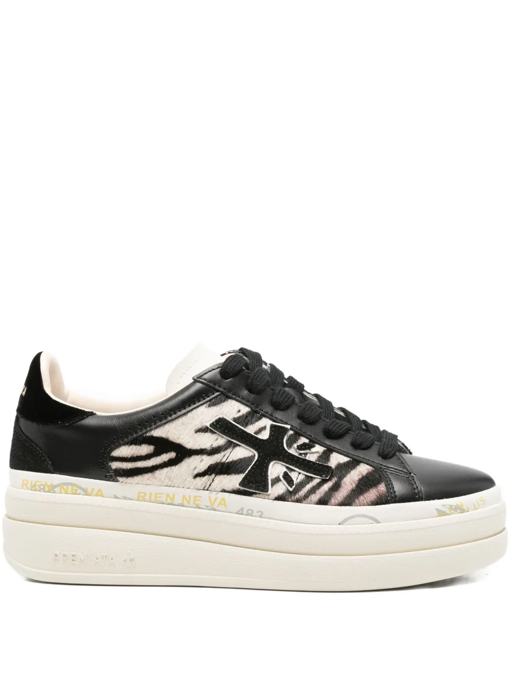Premiata Claudia zebra-print platform sneakers Zwart