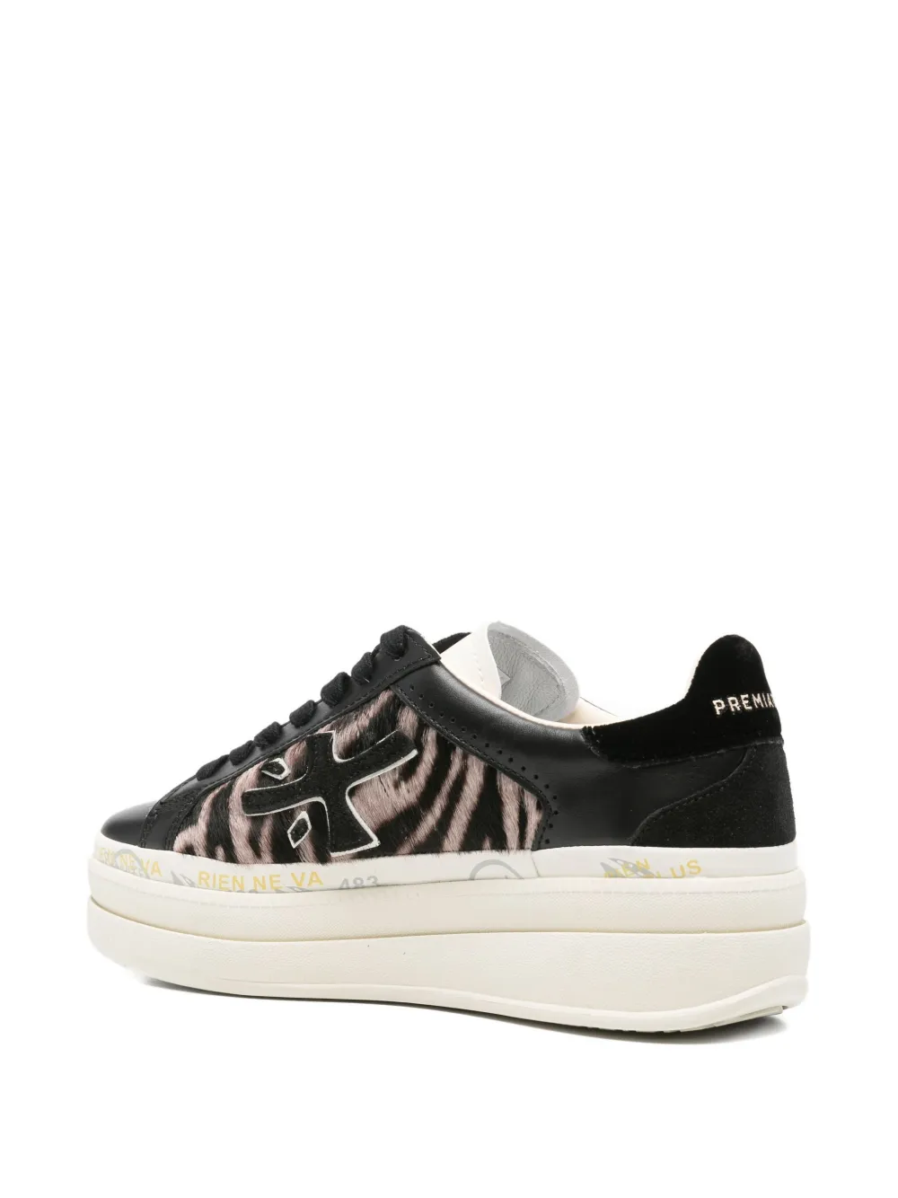 Premiata Claudia zebra-print platform sneakers Zwart