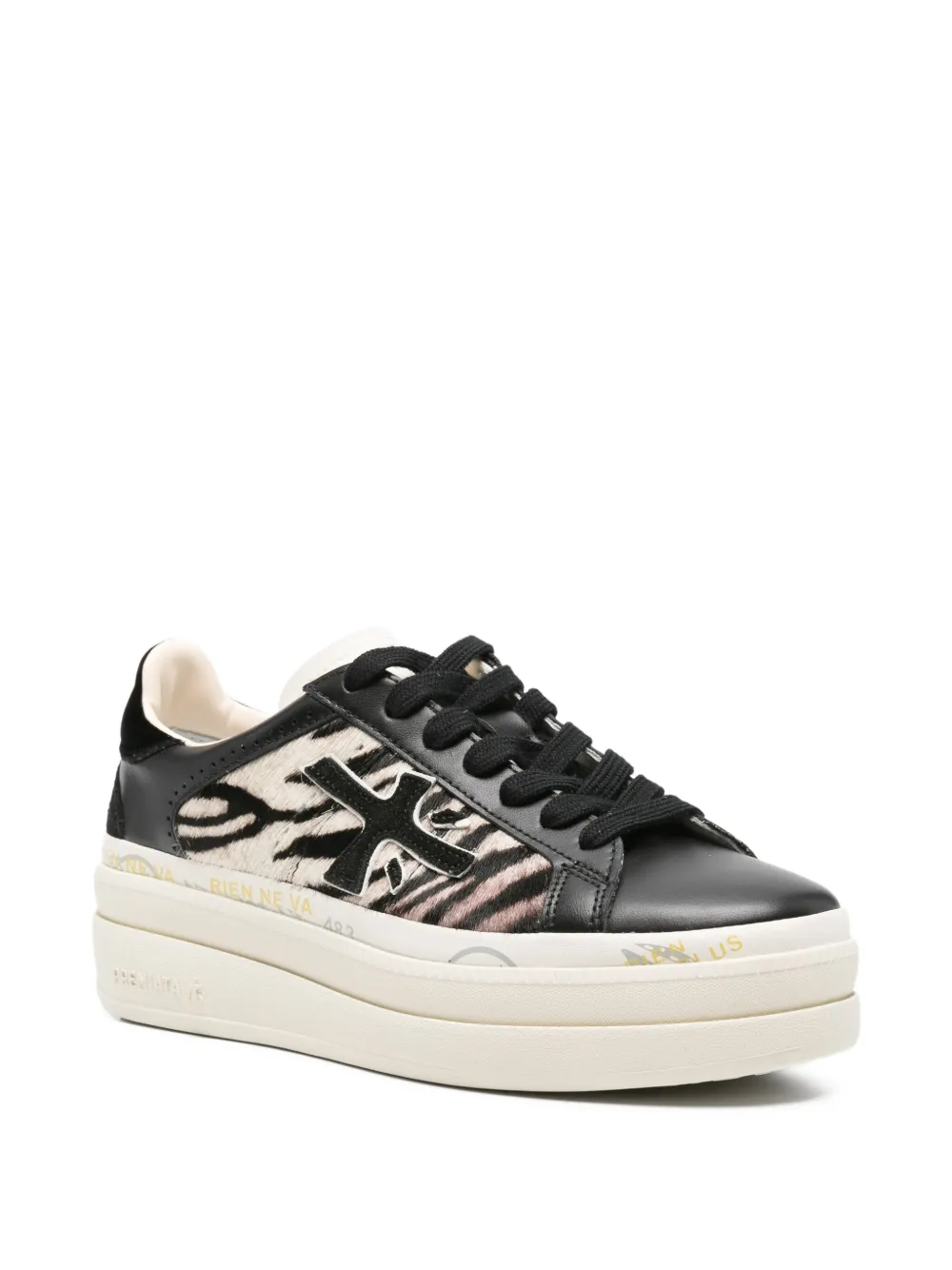 Premiata Claudia zebra-print platform sneakers - Zwart