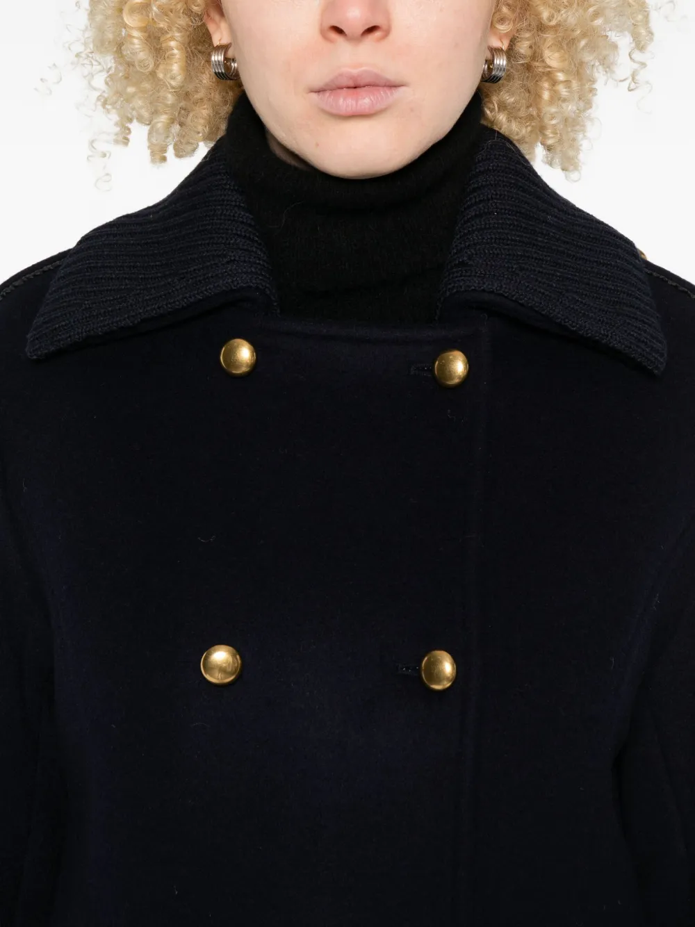 P.a.r.o.s.h Double-breasted Coat In Wool In Black