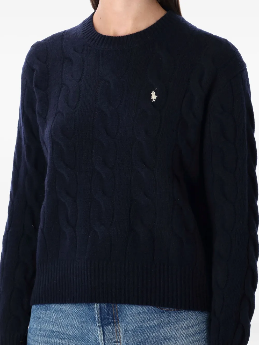 Polo Ralph Lauren Wool And Cashmere Cable-knit Sweater In Blue