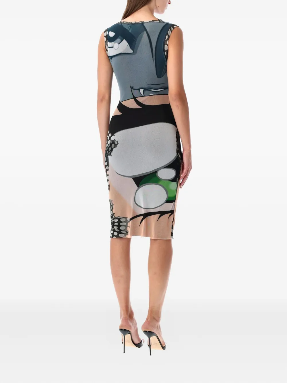 Ottolinger Mesh midi-jurk met grafische print - Grijs