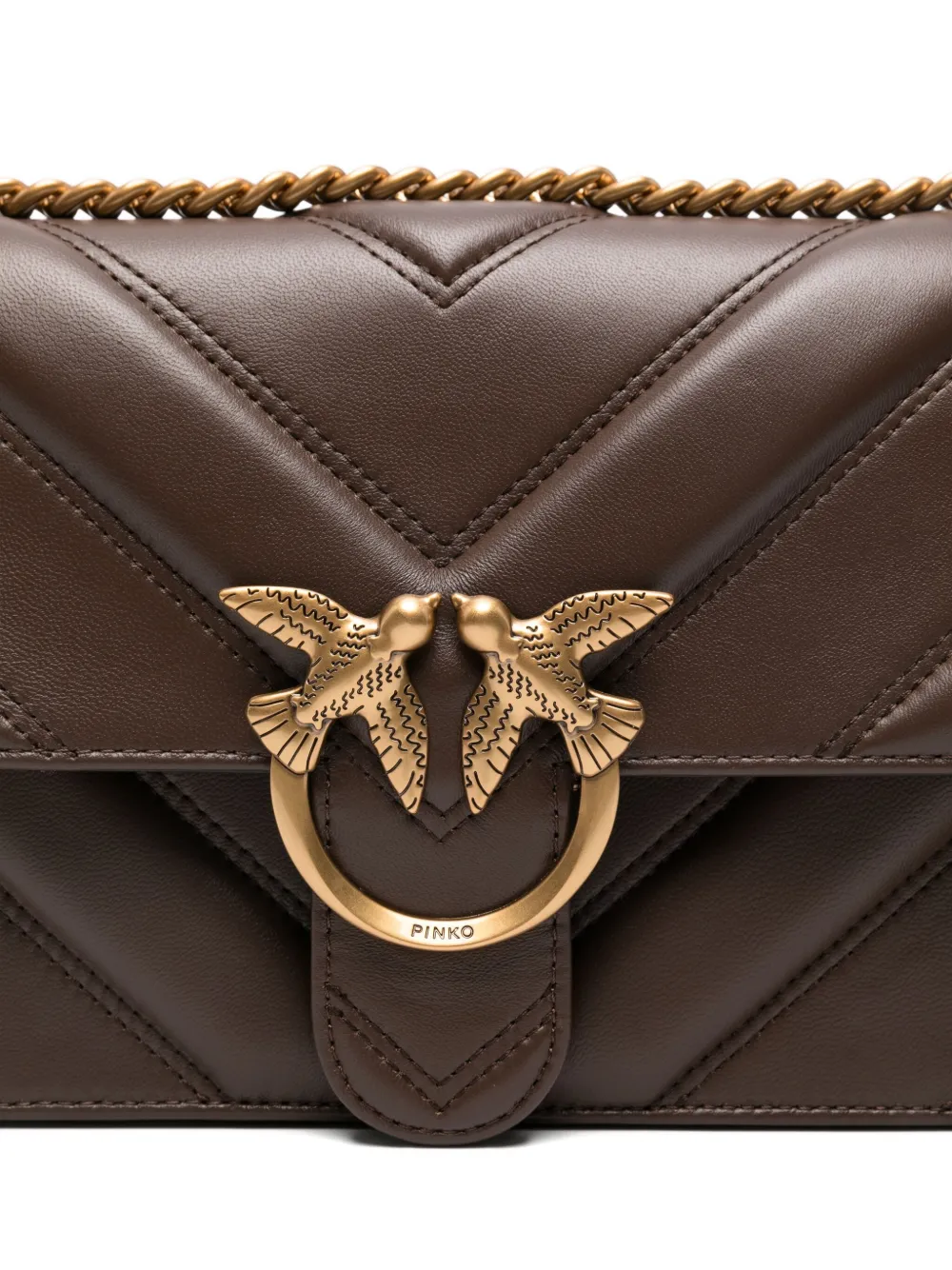 PINKO Love One gewatteerde crossbodytas Bruin