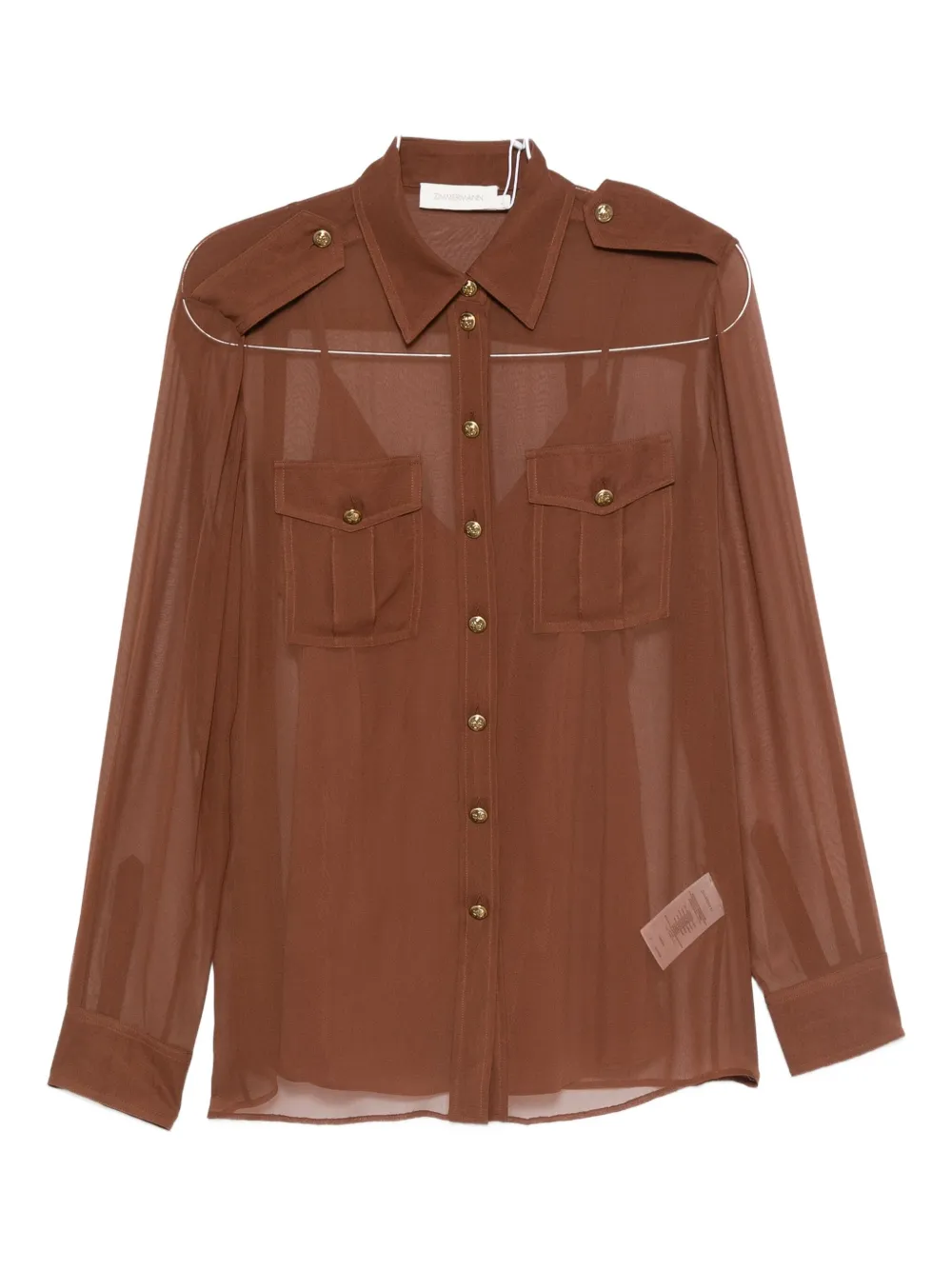 Zimmermann Button-detailed Pocket Shirt In Brown