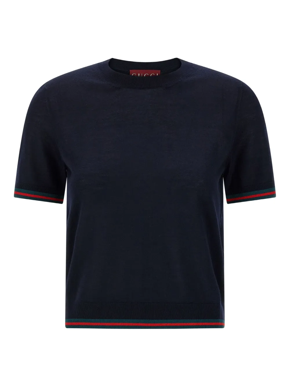Gucci Web-Stripe-trimmed short-sleeve T-shirt | Blue | Image 1