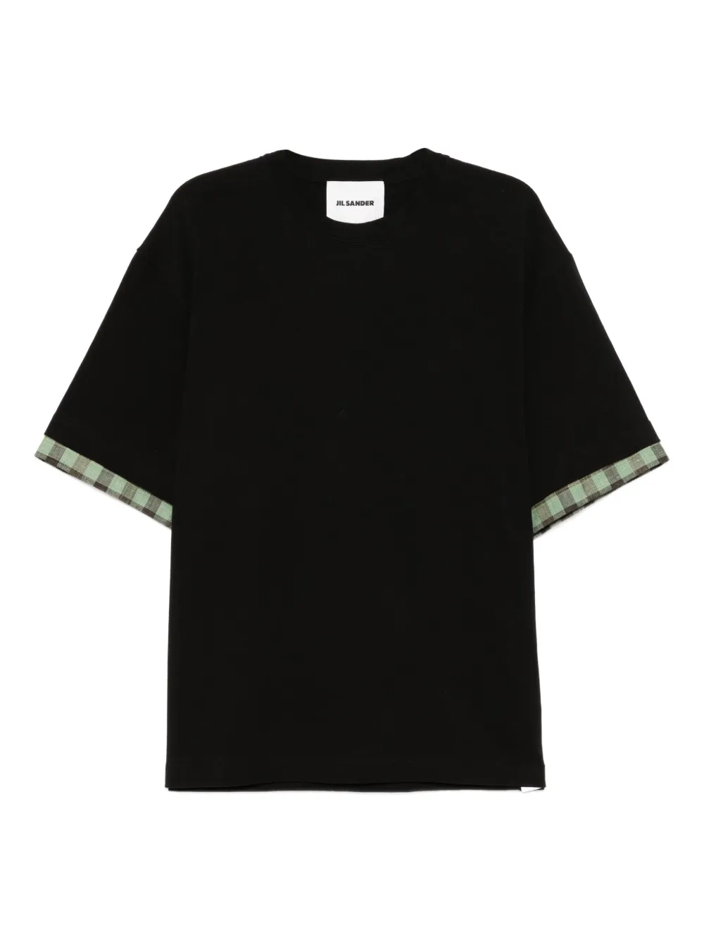 Jil Sander checked-sleeve T-shirt | Black | Image 1