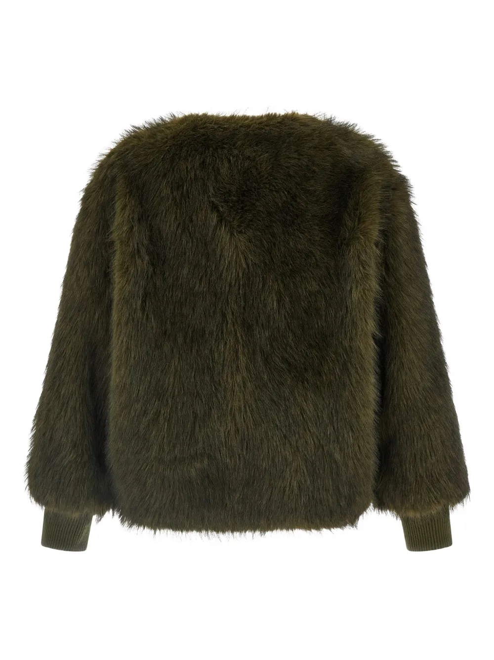 Nude Faux Fur Bomber Jacket In Green